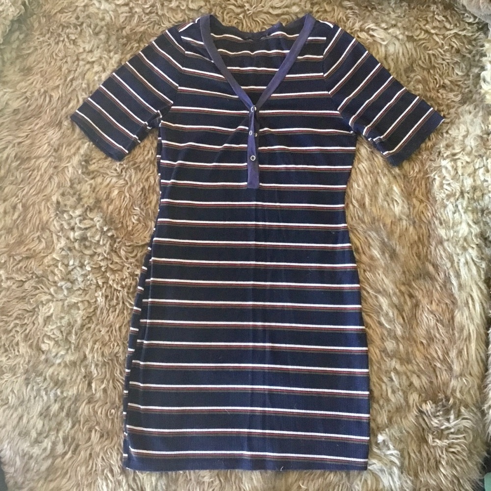 Henley Stripe Bodycon Dress